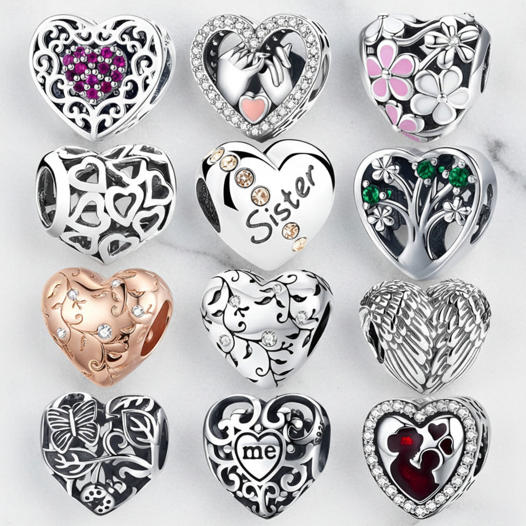 Heart Shaped Diamond Option & Enamel Beads-Black Diamonds New York