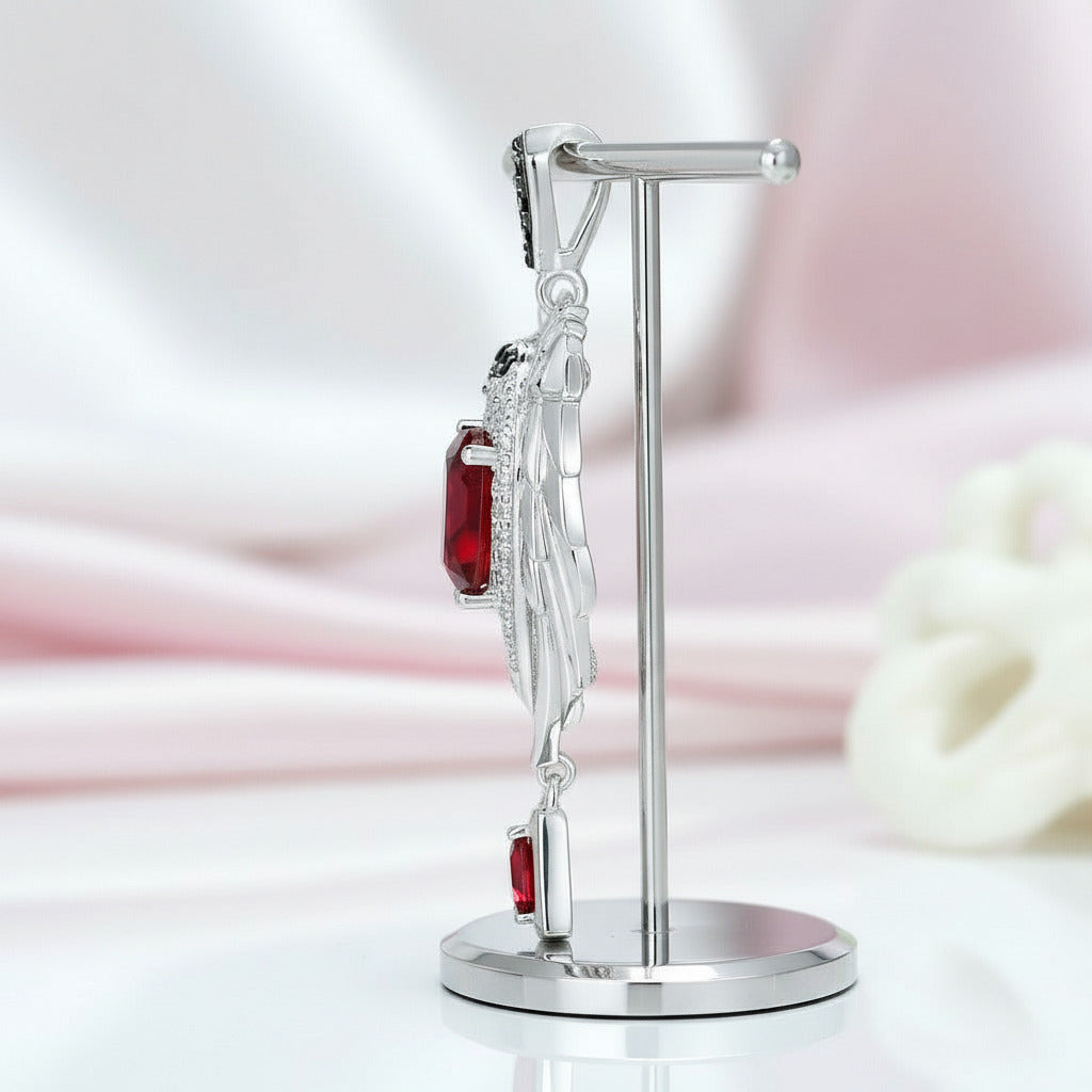 Heart-Shaped Wings with Spinel & Diamonds Pendant-Black Diamonds New York