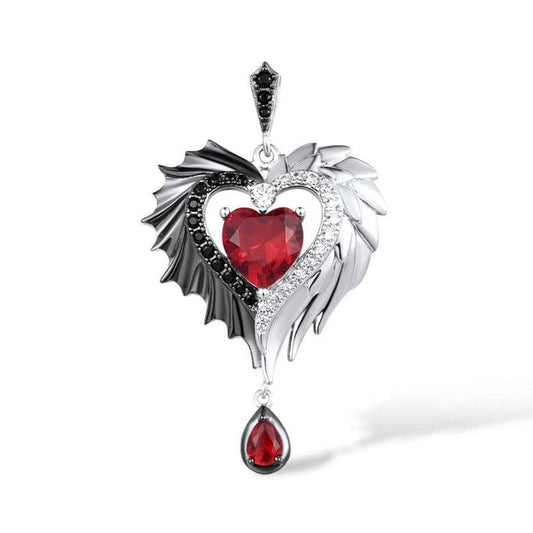 Heart-Shaped Wings with Spinel & Created Diamonds Pendant-Black Diamonds New York