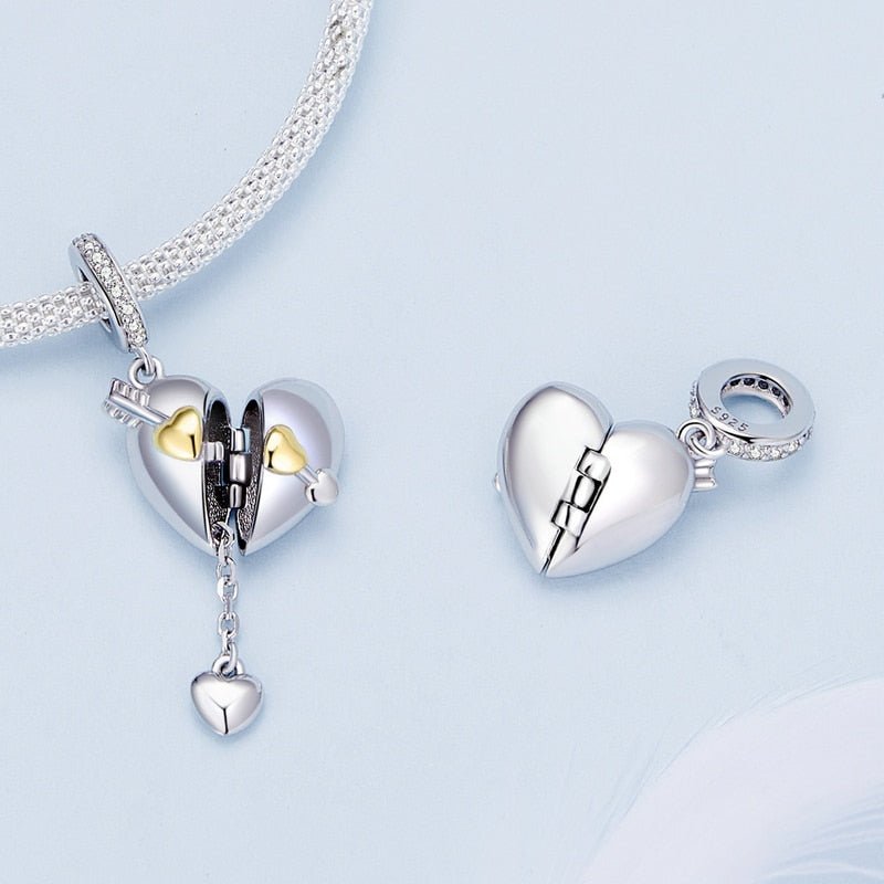 Bamoer 925 Sterling Silver Love Openable Hanging Beads Dangle Heart Pendant Charms for Women Bracelet DIY Fine Jewelry BSC804 - Black Diamonds New York