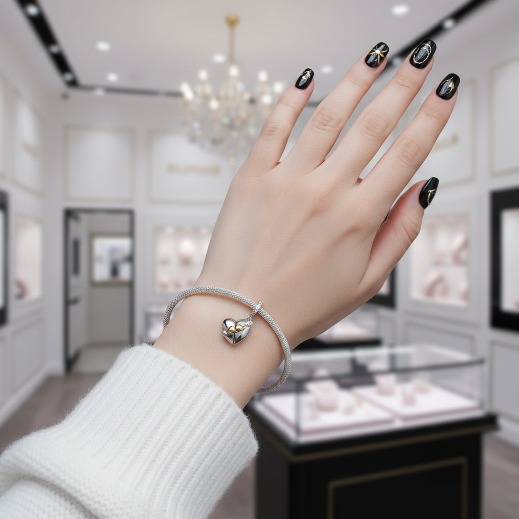 Heart with Cupid's Arrow Hanging Bead-Black Diamonds New York