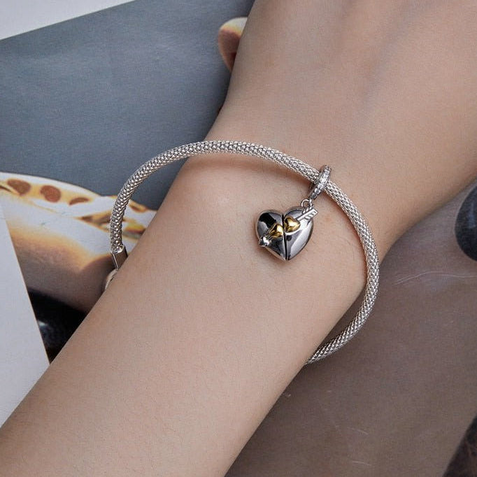 Heart with Cupid's Arrow Hanging Bead-Black Diamonds New York