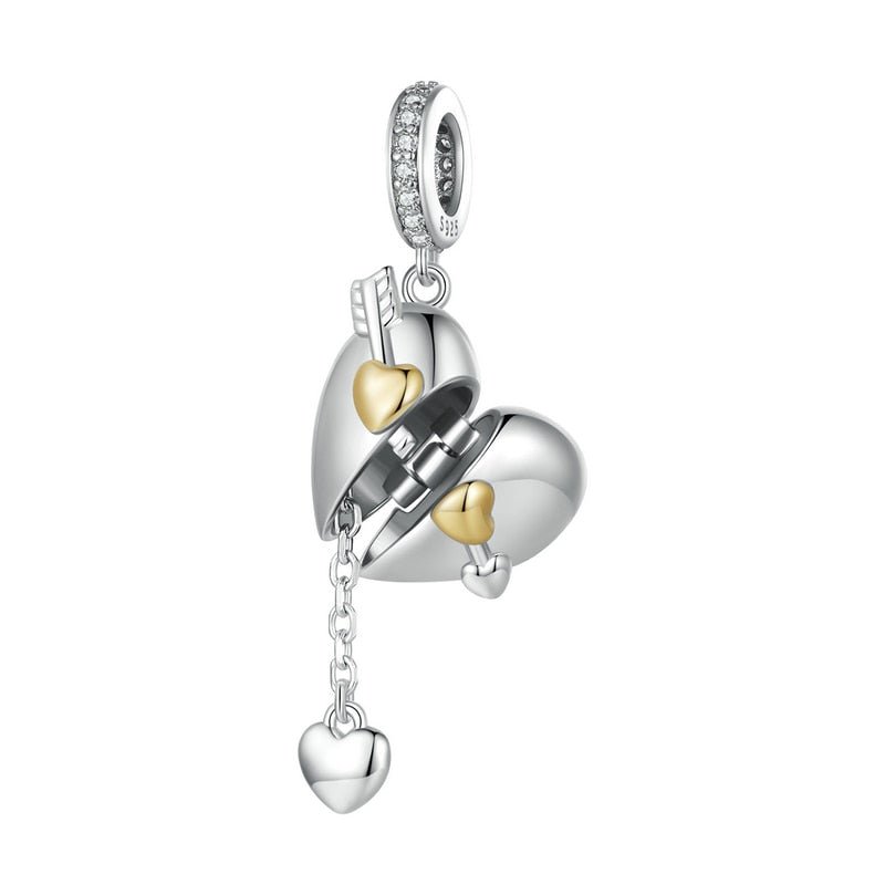 Bamoer 925 Sterling Silver Love Openable Hanging Beads Dangle Heart Pendant Charms for Women Bracelet DIY Fine Jewelry BSC804 - Black Diamonds New York