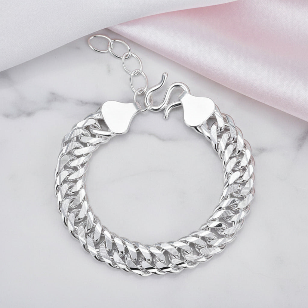 Heavy Pure Silver Adjustable Cuban Link Chain-Black Diamonds New York