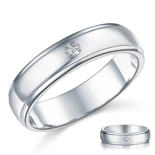 High Polish Men's Wedding Band Ring with Clear Created Diamond-Black Diamonds New York