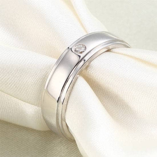 High Polish Men's Wedding Band Ring with Clear Created Diamond-Black Diamonds New York