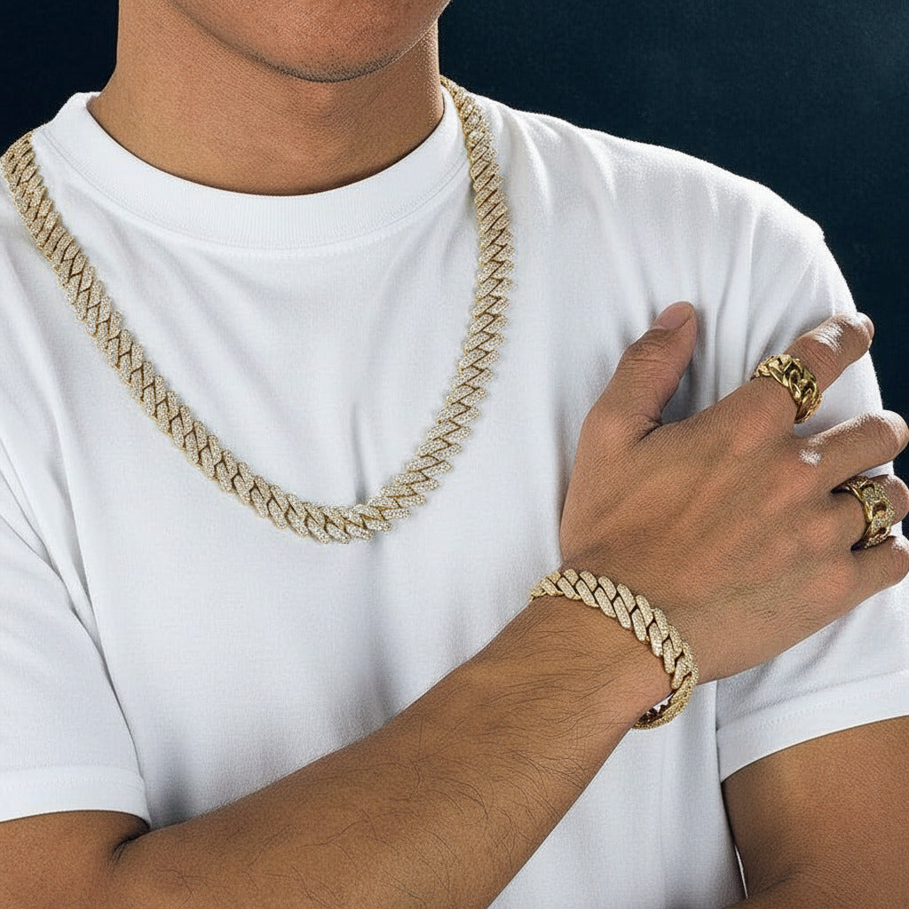 Hip Hop D Color Diamond Option Cuban Bracelet-Black Diamonds New York