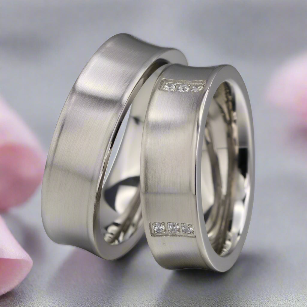 His and Her Wedding Band with Diamond-Black Diamonds New York