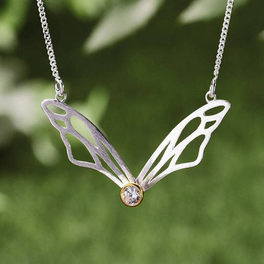 Hollow Butterfly Wings Necklace-Black Diamonds New York