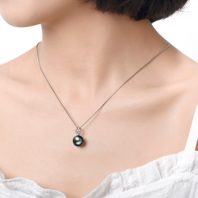 Hollow Flower Tahitian Pearl 18K Solid Gold Necklace-Black Diamonds New York