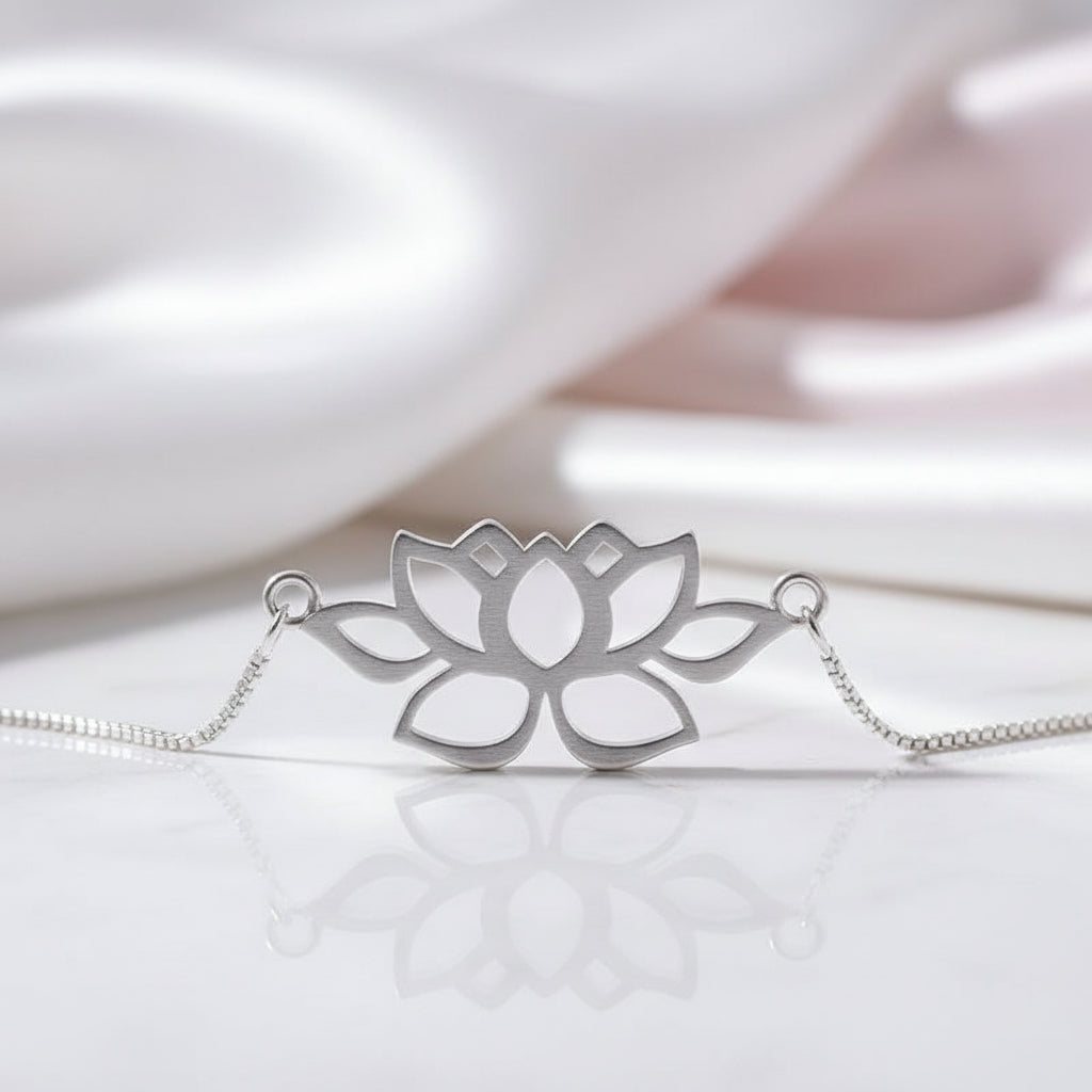 Hollow Out Lotus Necklace-Black Diamonds New York