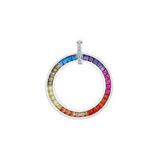 Hollow Round Circle Rainbow Crystal Pendant Necklace-Black Diamonds New York