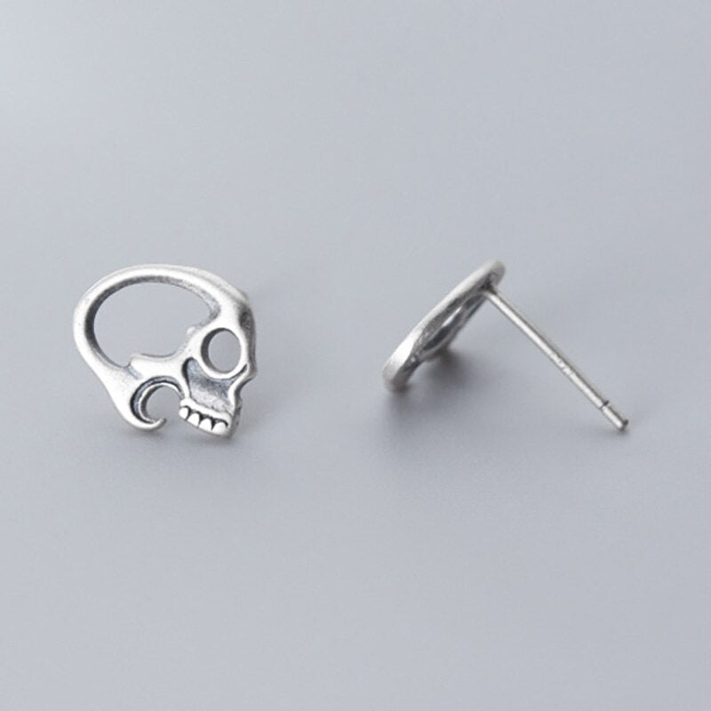 Hollow Skull Skeleton Stud Earrings-Black Diamonds New York