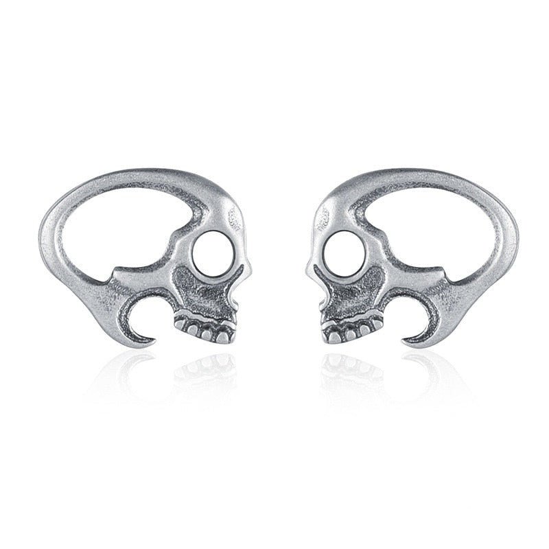 Hollow Skull Skeleton Stud Earrings-Black Diamonds New York