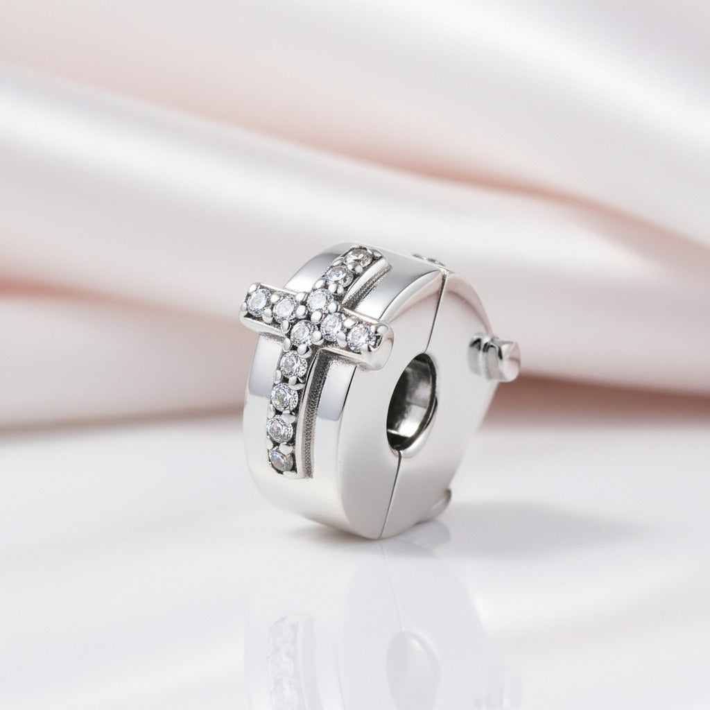 Holy Cross Clip Charm Bead-Black Diamonds New York