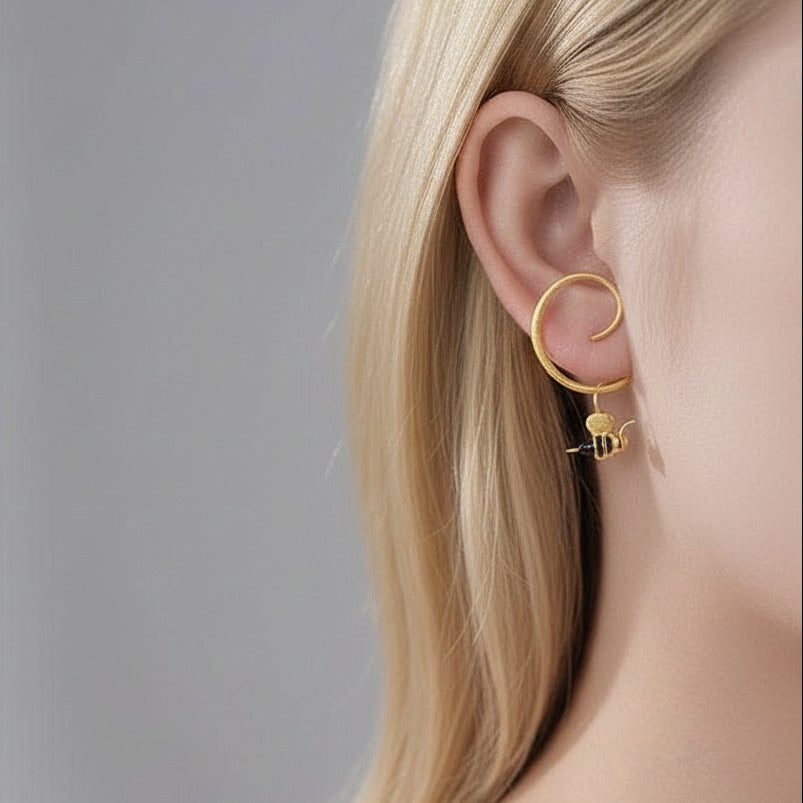 Honey Bee Dangle Earrings-Black Diamonds New York
