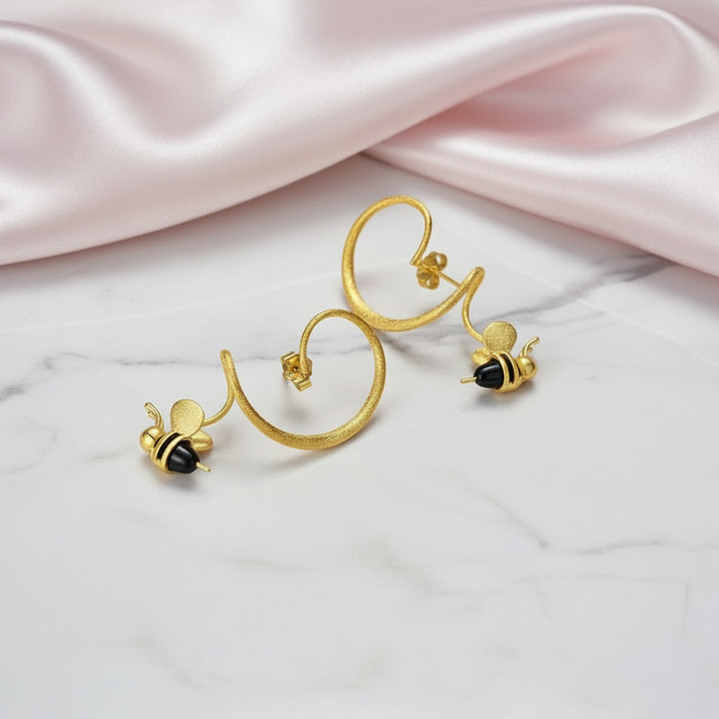 Honey Bee Dangle Earrings-Black Diamonds New York