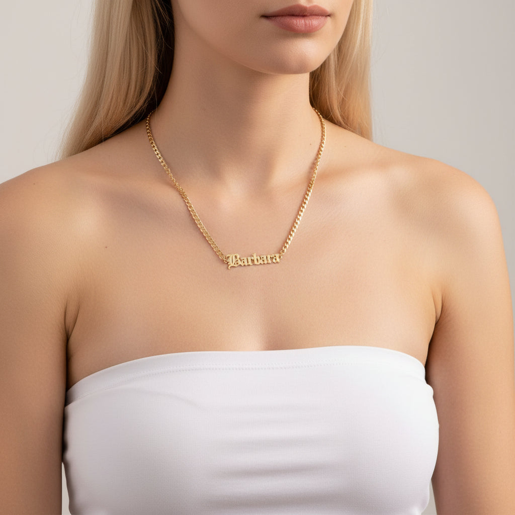 Horsewhip Chain Custom Name Necklace-Black Diamonds New York
