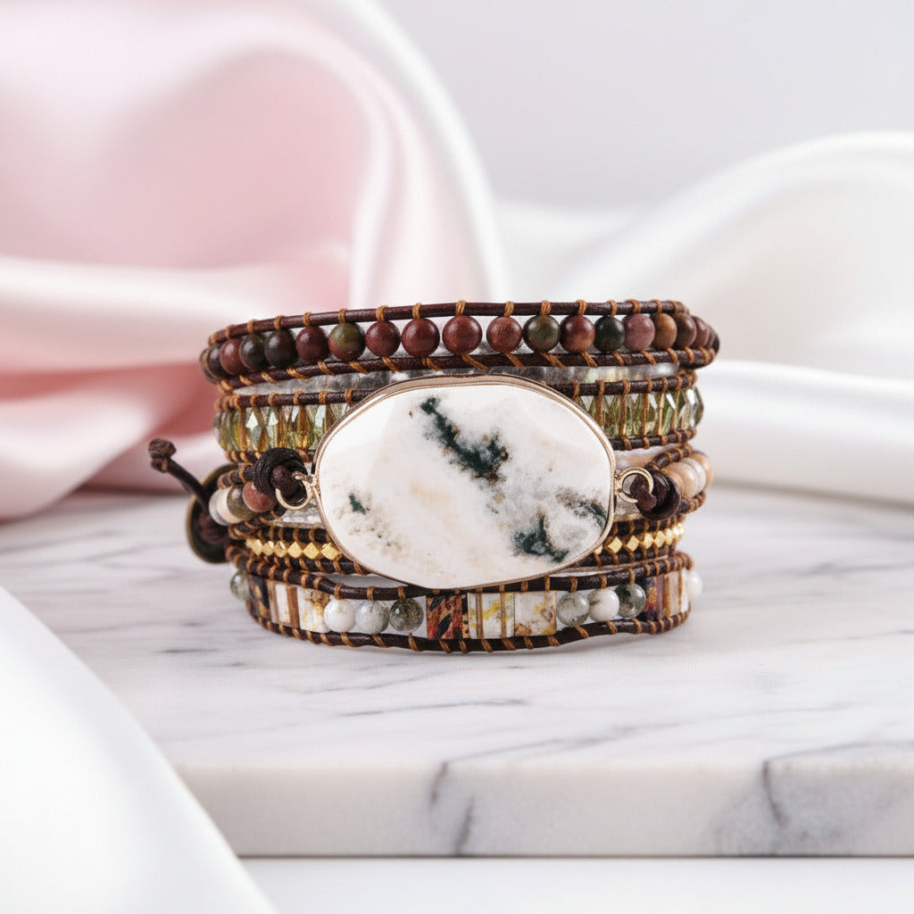 Howlite & Mixed Natural Stones Spiritual Bohemian Bracelet-Black Diamonds New York