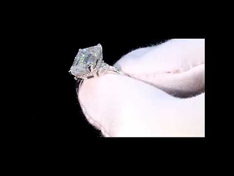 18k White Gold 5.0ct Emerald Cut Moissanite Engagement Halo Ring