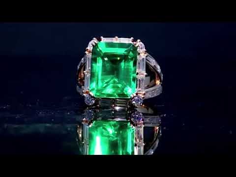 14k Rose Gold Emerald and Diamond Option Halo Engagement Ring