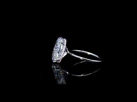 18k White Gold Oval Cut 7.0ct Moissanite Halo Engagement Ring