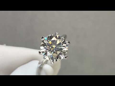 18K White Gold 5.0ct Round-Cut Sparkling Diamond Option Engagement Ring