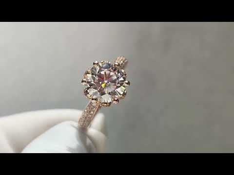 18K Rose Gold Round Cut 2 Carat Moissanite Blossom Engagement Ring