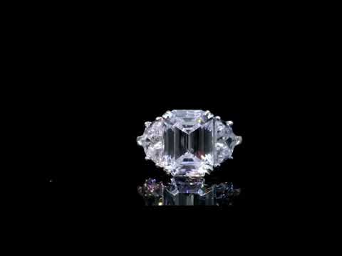 18K White Gold 5ct Emerald Cut Moissanite Engagement Ring