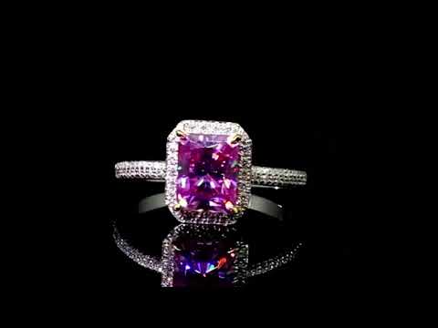 3.0ct Pink Radiant Cut Diamond Option Halo Engagement Ring