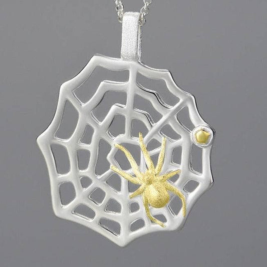 Hunting Spider & Web Necklace-Black Diamonds New York