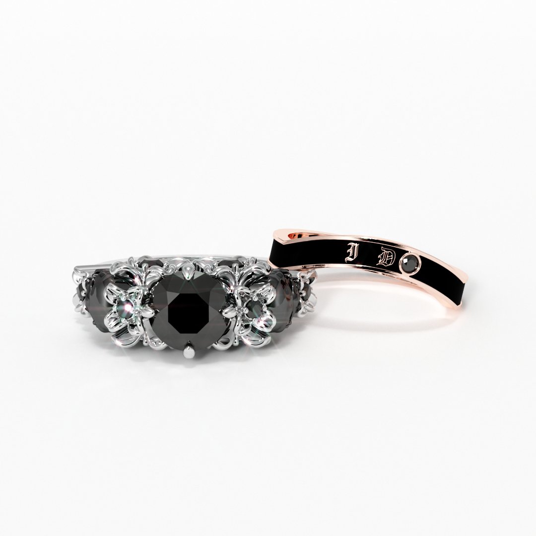 Skull Wedding Ring in Black Zirconium — Unique Titanium Wedding Rings