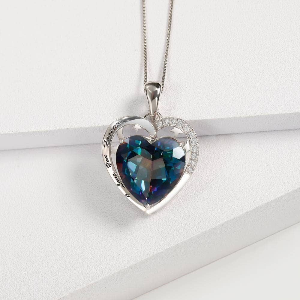 “I Love You Forever” Heart Inside Heart Endless Love Pendant Necklace-Black Diamonds New York