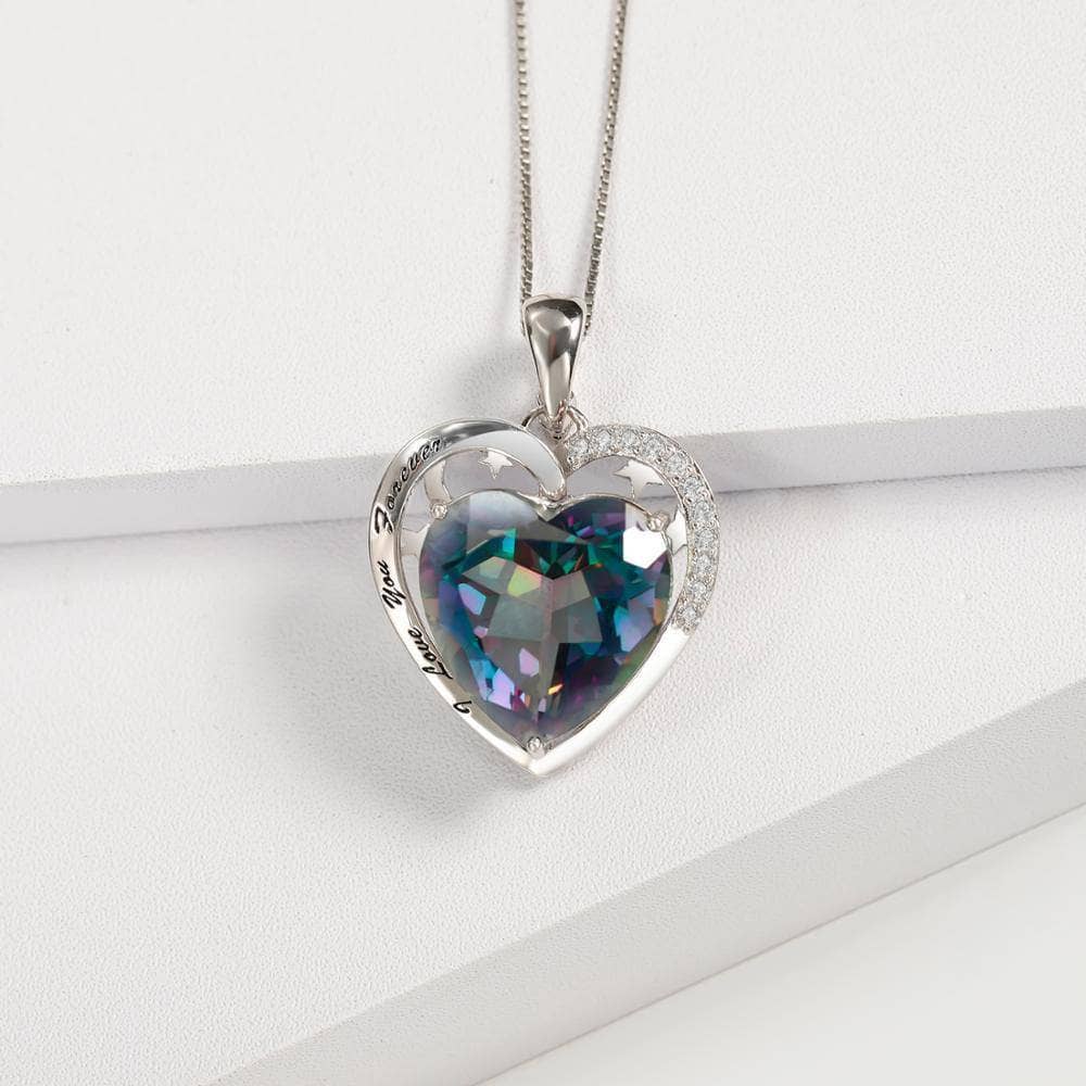 “I Love You Forever” Heart Inside Heart Endless Love Pendant Necklace-Black Diamonds New York