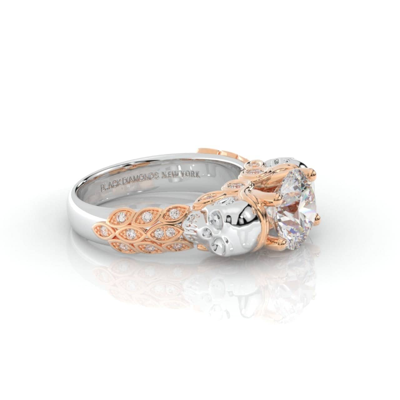 I love You Three Times More- 3PC 1 Carat Diamond Skull Ring Set-Black Diamonds New York