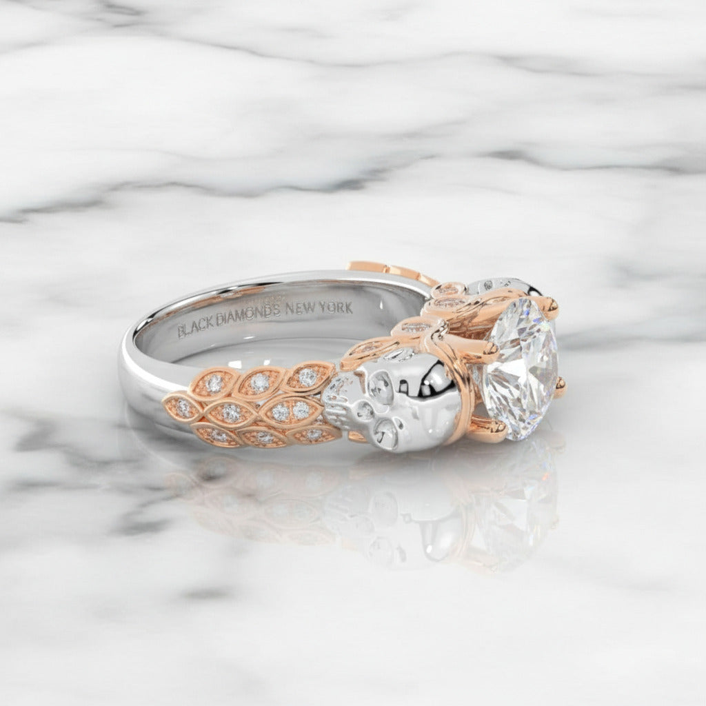 I love You Three Times More- 3PC 1 Carat Diamond Option Skull Ring Set-Black Diamonds New York