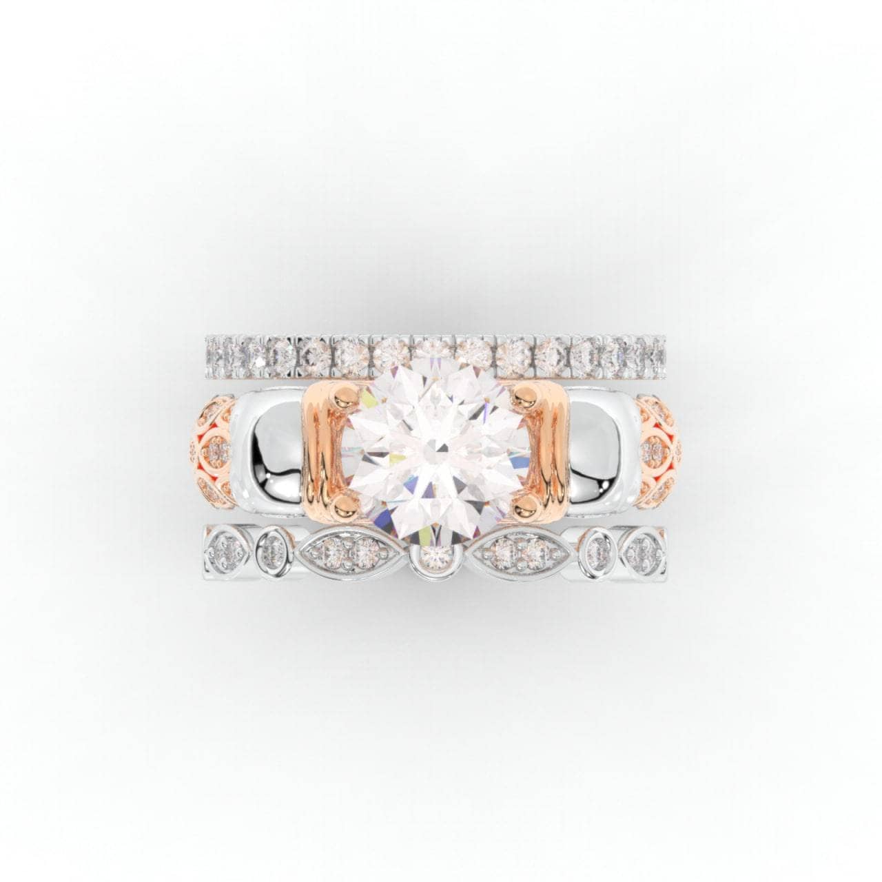 I love You Three Times More- 3PC 1 Carat Diamond Skull Ring Set-Black Diamonds New York