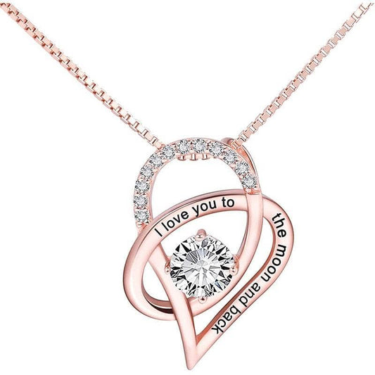 I Love You to The Moon and Back Created Diamond Heart Necklace-Black Diamonds New York