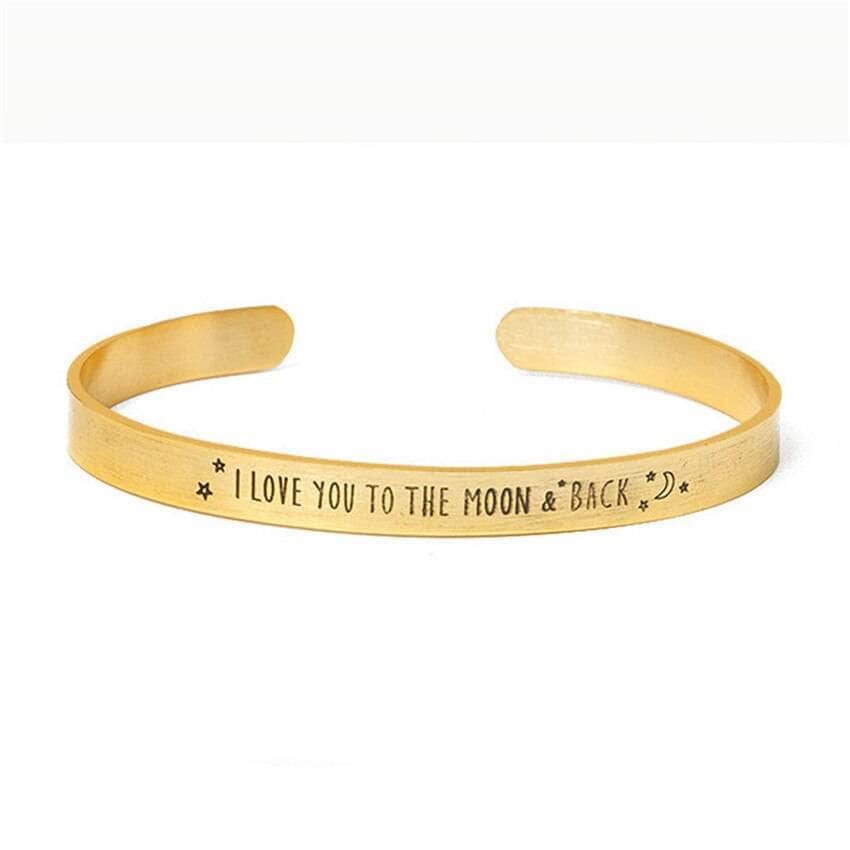 I Love You To The Moon And Back Stainless Steel Bangle