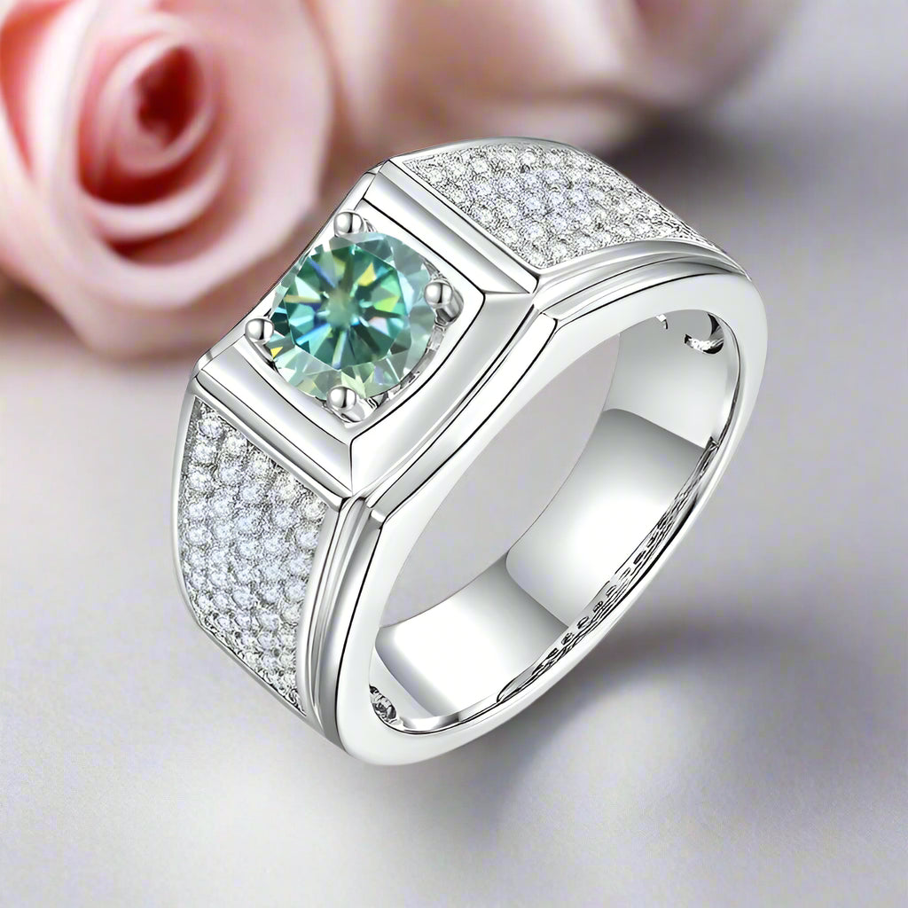 Iced Out 1ct Green Diamond Men's Ring-Black Diamonds New York