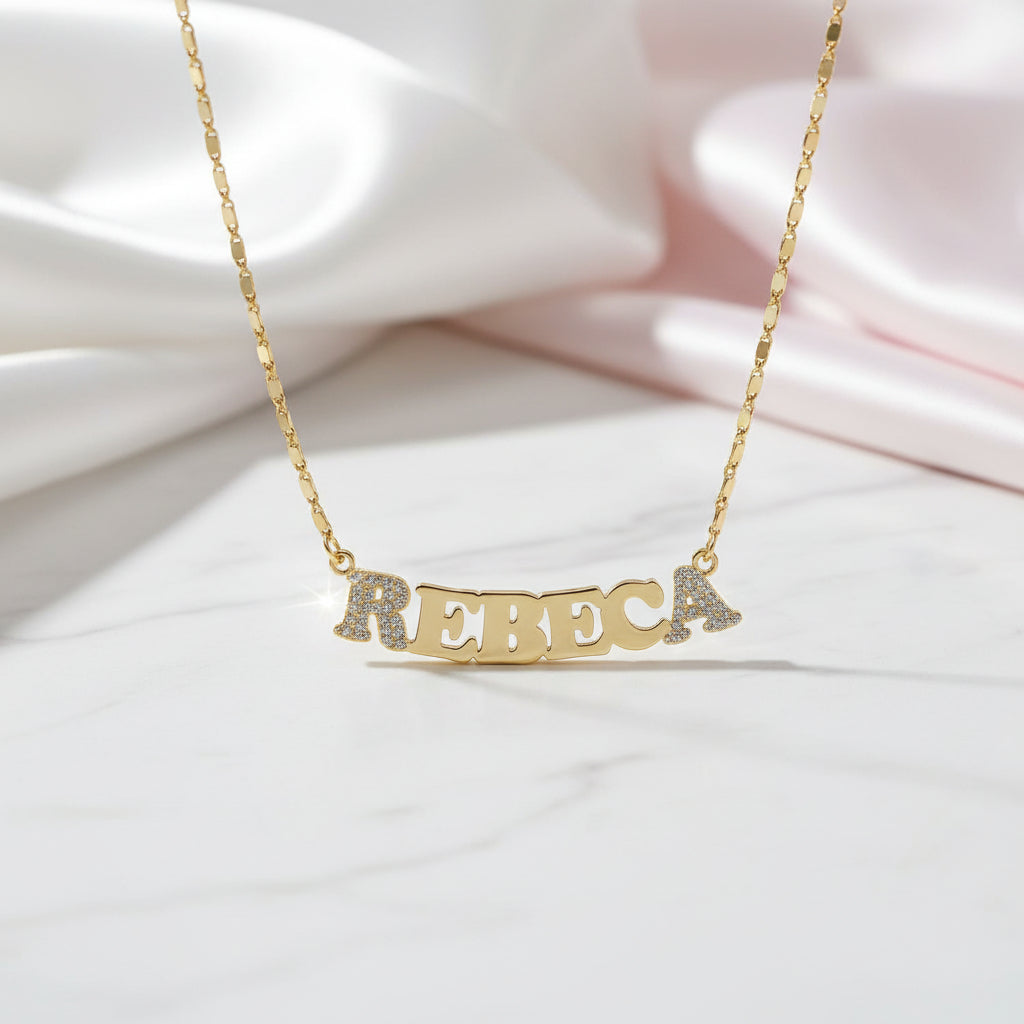Iced Out Bling Custom Name Necklace-Black Diamonds New York