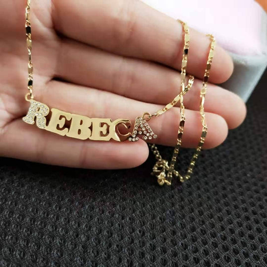 Iced Out Bling Custom Name Necklace - Black Diamonds New York