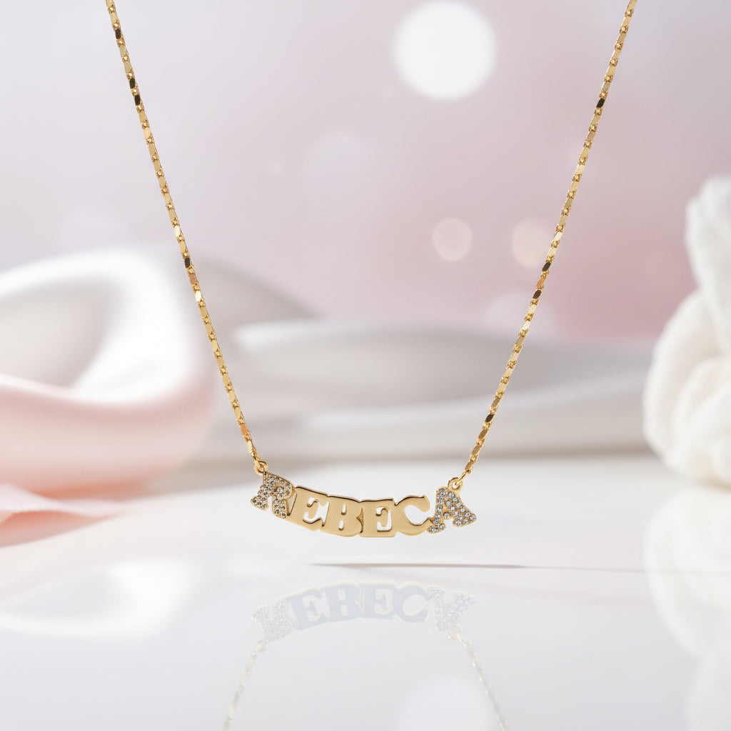Iced Out Bling Custom Name Necklace-Black Diamonds New York
