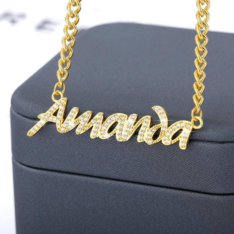 Iced Out Custom Name Necklace-Black Diamonds New York