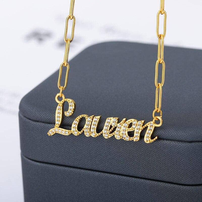 Iced Out Cubic Zirconia Custom Name Necklace - Black Diamonds New York