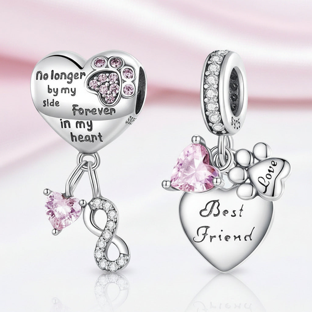 Infinite Love Heart & Paw Beads-Black Diamonds New York