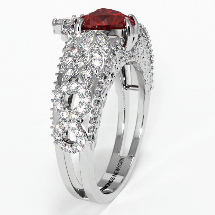 Infinity x Infinity Ring- Red Heart and Cross EVN™ Diamond Gothic Ring-Black Diamonds New York