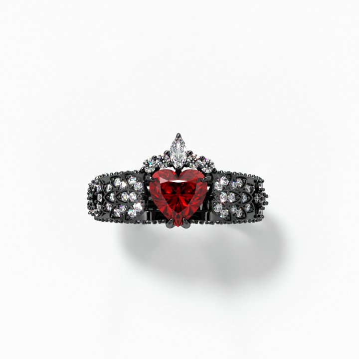 Infinity x Infinity Ring- Red Heart and Cross EVN™ Diamond Gothic Ring - Black Diamonds New York