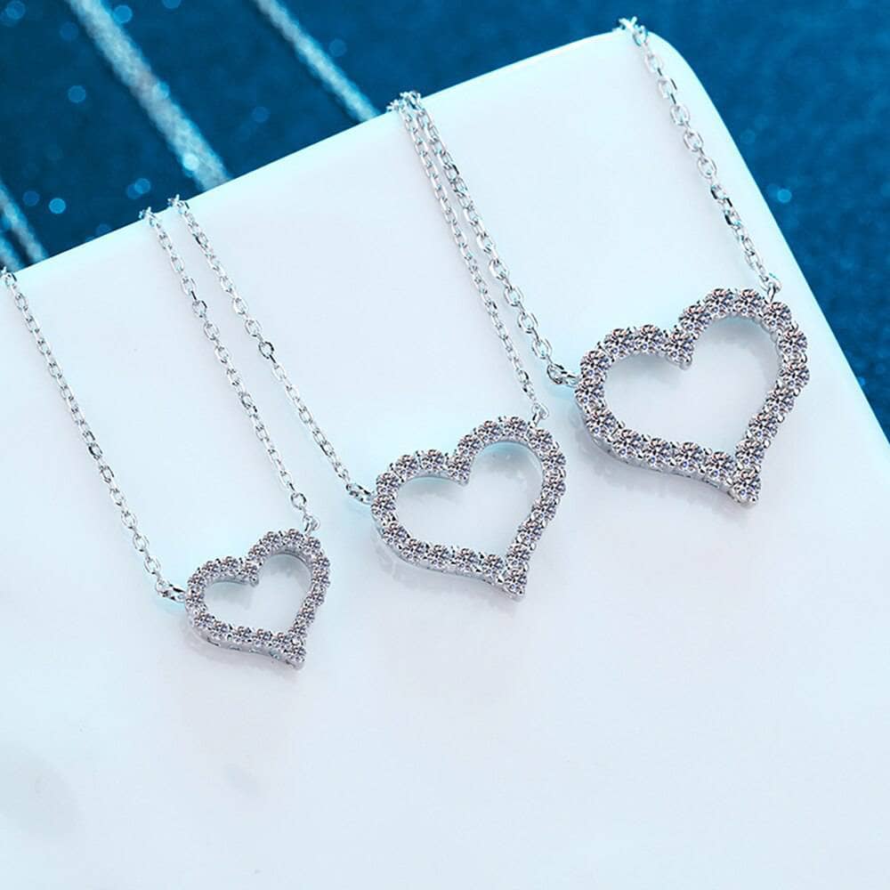 Inlaid 1.2CT Diamond Love-shaped Pendant Clavicle Chain Necklace-Black Diamonds New York