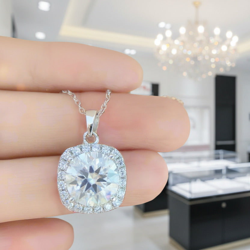 Inlaid 5.0 Ct Diamond Square Pendant Necklace-Black Diamonds New York